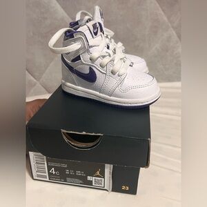Nike Jordan 1s White and Purple Sneakers Classic Design